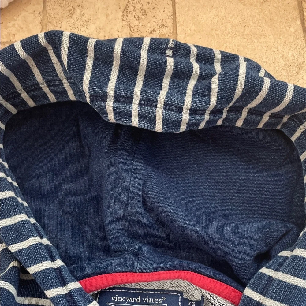 Vineyard Vines Striped Blue Faux Denim (in the hood) Hoodie Pullover Small
